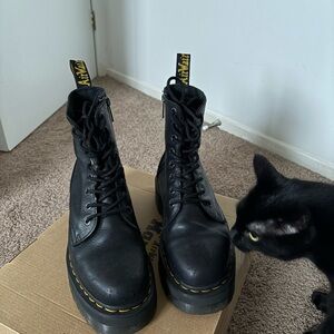 Dr. Martens Black Leather Lace-Up Platform Boots